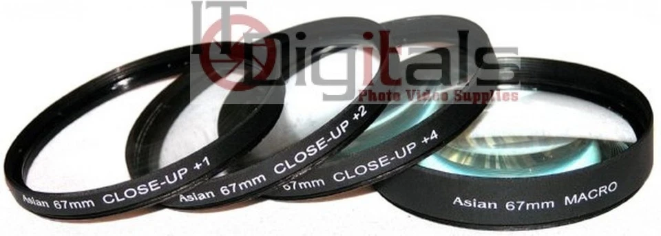 67mm +1 +2 +4 & MACRO +10 CLOSEUP LENS FILTER SET KIT 67 mm Asian 67-CS - Image 1 of 1
