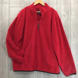 Chaps Ralph Lauren Red Fleece Sweatshirt Mens XL Pullover 1/4 Zipper And Pockets - Picture 1 of 9