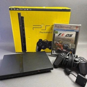 Console PlayStation 2 Slim SCPH77004 Con Scatola Completa PS2 Slim con Gioco - Foto 1 di 23