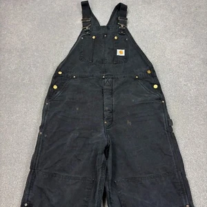 Carhartt Dungarees Womens 36x27 Black Overalls Double Knee Duck Canvas Bib Lady - Picture 1 of 12