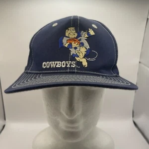 DALLAS COWBOYS HAT 1990s THE FLINSTONES SLASH CAPS ONE SIZE FITS ALL VINTAGE CAP - Picture 1 of 15