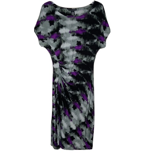 VETEMENTS Abito aderente Grace Elements L tie dye marmo grigio nero viola rayon increspato