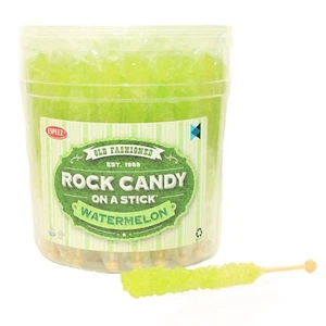 Rock Candy Sticks - Swizzle Sticks - 36 Sticks (Light Green / Watermelon) - Picture 1 of 3