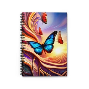 Spiral Notebook - Ruled Line_118 Pages_Blue Butterfly(Only Front) - Picture 1 of 6