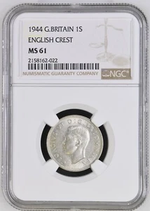 Great Britain - 1944 George VI Silver Shilling - English Crest - NGC MS61 - Picture 1 of 2