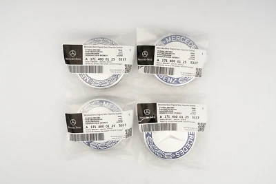 NEW 4 Original Mercedes Benz Wheel Hub Cover Caps Lid Star Laurel Wreath Blue 75 - Image 1 of 4