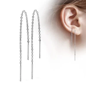 Treuheld® - Pendientes con cadena y varilla - Acero inoxidable - Plata (6516) - Imagen 1 de 2
