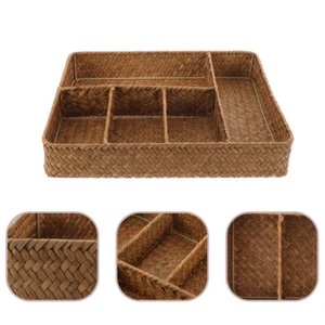 Desktop Storage Box Countertop Organizer Rustic Basket Baskets for Shelves - Picture 1 of 12
