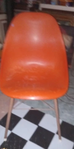 Vintage Orange Bucket Chair Hard Plastic 1960s Mid Century Modern Retro Cover