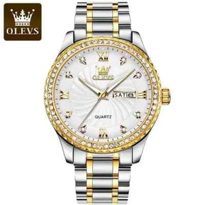 Reloj OLEVS 5565 de acero inoxidable luminoso impermeable de cuarzo con incrustaciones de diamantes - Imagen 1 de 2