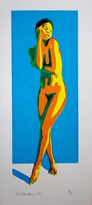 Nude Girl Siebdruck Hand Made Original Design Nu Frau Female Dancing Artwork - Bild 1 von 1