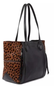 Aimee Kostenberg Chelsea Genuine Leather Black/ Calf Hair Print Tote Purse - Picture 1 of 12