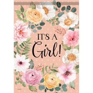 It's A Girl Flowers Garden Flag 18" x 12.5" - Picture 1 of 1
