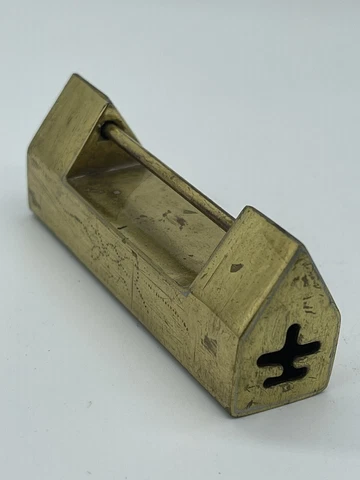 Chinese Vintage Antique Old Style Brass Hardware Padlock Lock Cover