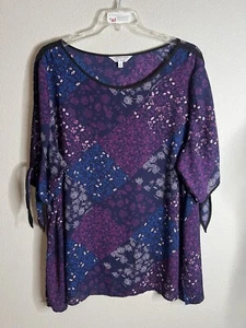Women’s Prescott New York purple multi print Floral Tunic Size 28 - Picture 1 of 6