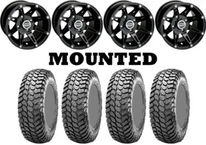 Kit 4 Maxxis Liberty Tires 30x10-14 on Moose 387X Black Wheels H700 - Picture 1 of 5