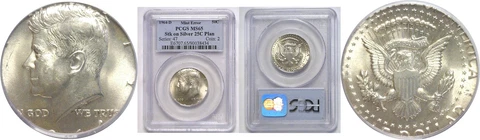 1964-D Kennedy Half Dollar struck on a silver quarter planchet PCGS MS-65 Cover