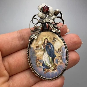 Colgante Joyería Imperial Grande Grande Mujer Plata 84 Esmalte Firmado 20 gr - Imagen 1 de 8