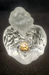 FENTON kristallklarer Engel mit Februar Amethst Geburtsstein Milchglaskopf EUC - Bild 1 von 3
