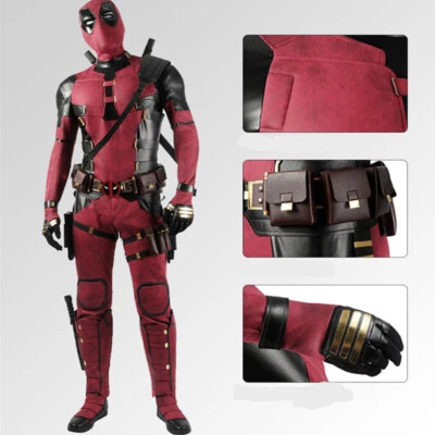 Deadpool 3 Wade Wilson Mono Disfraz Disfraz Máscara Roja Cinturón Halloween Foto 1 de 2