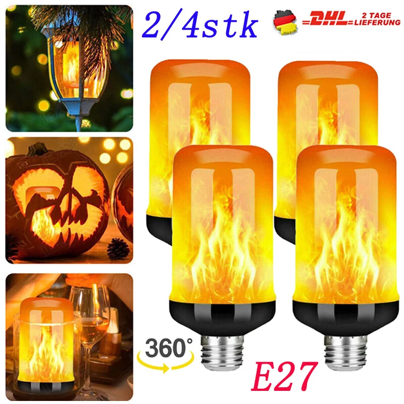 2/4er E27 LED Flamme Glühbirne Lampe Flacker Licht Flammeneffekt Feuer Birne - Bild 1 von 4
