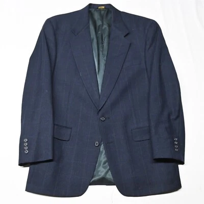 Blazer Abrigo Deportivo Austin Reed 42R Azul Marino Ventana Franela 100% Lana EE. UU. Foto 1 de 4