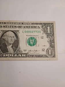 $1 2013 L SAN FRANCICO BEP LOW SERIAL SERIAL 4 ZEROS IN FRONT (L00002773G) - Picture 1 of 10