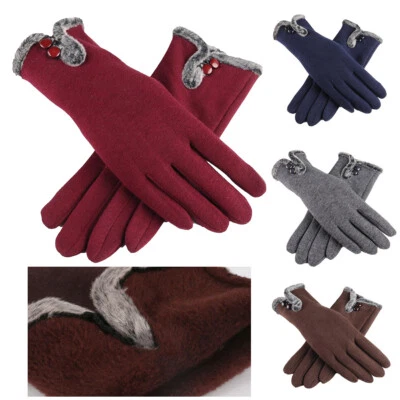 Winter Gloves Women Ladies Warm Thick Fleece Lined Thermal Finger Touch Screen - Image 1 of 4