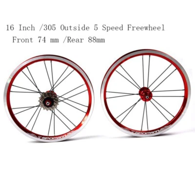 16 Zoll 305 Faltbar Fahrrad Reifen MTB BMX Fahrrad Radsatz Mit 5 Speed Freilauf - Bild 1 von 4