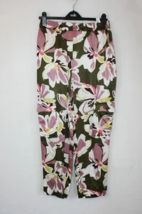 BNWOT SIZE 14 EX M&S FLORAL SATIN FEEL UTILITY TROUSERS 28" LEG 1752 - Picture 1 of 5