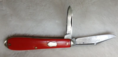 Cuchillo Jack Henry Sears & Son 1865 de colección con asas rojas insignia de policía años 30 ¡EE. UU.! Foto 1 de 4