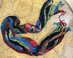 Scarf F.C. Woven Fringed Shawl Wrap Scarf Multicolor Polyester 6'x1.5' - Picture 1 of 7