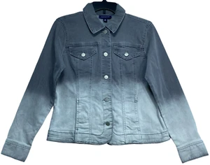 Charter Club Denim Jacket Womens size Medium Petite PM Gray Shades 2 Pockets New - Picture 1 of 7