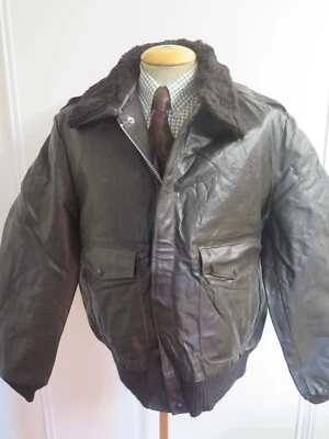 Vintage The Leather Shop Sears Brown Leather G-1 Flight Jacket Sze L 44" Euro 54 - Image 1 of 4