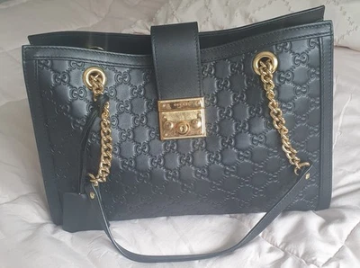 Gucci Supreme Black Leather padlock Tote Bag - Image 1 of 4