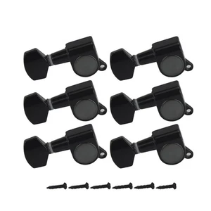 FLEOR 6L Black Acoustic Electric Guitar Tuning Pegs Keys Machine Heads - Picture 1 of 9