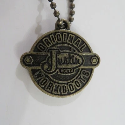 Botas de Trabajo Justin Originales Gruesas Doble Cara Llavero Colgante Medallón Foto 1 de 4