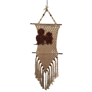 Vtg Macrame Owl Wall Hanging Decor Jute 1970s Retro decor MCM Bohemian Handmade - Picture 1 of 17