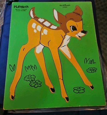 Vintage Playskool 1970’s Bambi 7 Piece Wooden Puzzle Walt Disney Made in the USA - Image 1 of 4