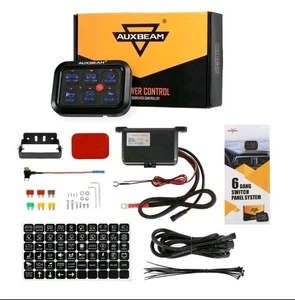AUXBEAM 6 Gang Blue Panel Toggle LED Light Circuit Relay System Kit - Picture 1 of 13