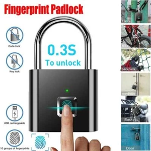 Fingerprint Keyless Entry Waterproof Anti-Theft Smart Door Lock Padlock USB - Picture 1 of 6