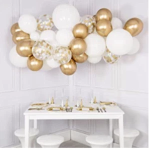 Kit de globos de oro blanco guirnalda oro confeti globos de cumpleaños decoración - Imagen 1 de 1