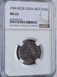 Costa Rica 2 Colones 1984 NGC MS 62 - Picture 1 of 2