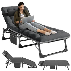 Rollaway Folding Bed & Thick Mattress 4 Position Adjustable Cot Chair Recliner - Picture 1 of 12