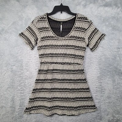 Vestido Suéter Plenty Tracy Reese Mujer Jrs Pequeño Negro Rayas Manga Corta Nuevo con Etiquetas Foto 1 de 4