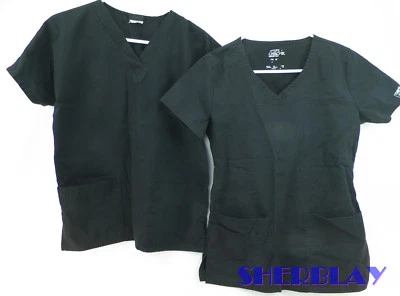 Women's Medical Scrub Tops CHEROKEE Size XXS & XS Lot of 2 Both BLACK - Image 1 of 2