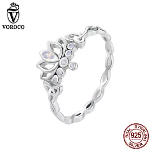 Anelli Matrimonio Loto Argento Sterling 925 Voroco Romantic per Donna Regali Gioielli - Foto 1 di 12