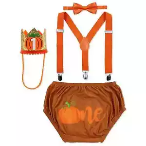 NWT 4pc First Birthday Pumpkin Smash Cake Outfit - Picture 1 of 7