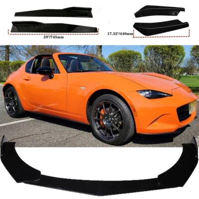 For Mazda MX-5 Miata Front Bumper Lip Side Skirt Rear Bumper Lip Black Gloss - Изображение 1 из 4