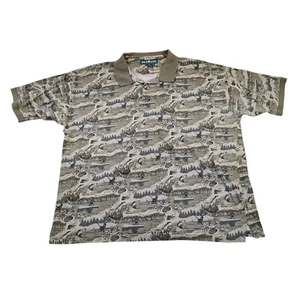 Big Dogs Hawaiian Shirt Polo Fly Fishing Vintage 90s Tropical Grandpa Dad Sz 4XL - Picture 1 of 9